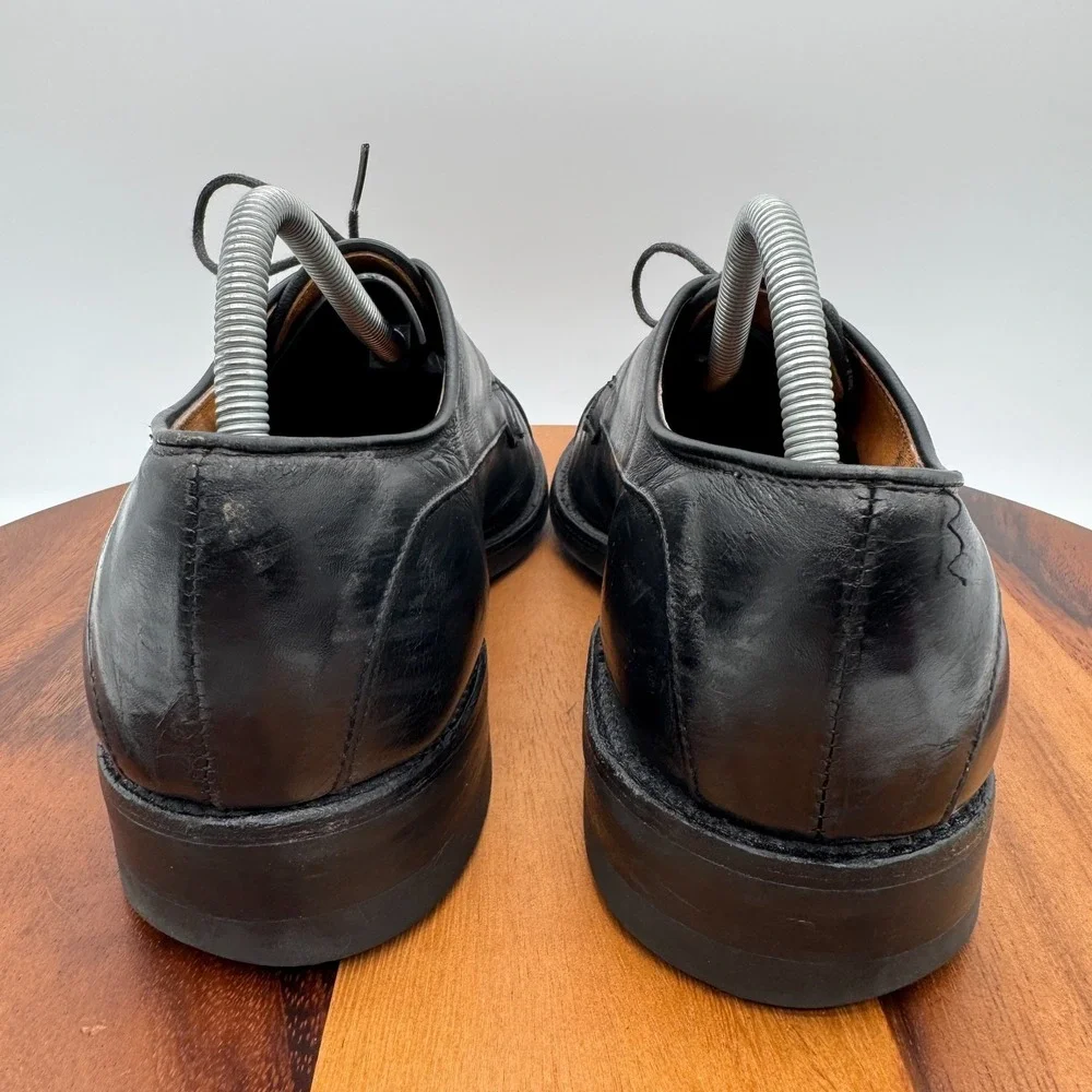 Allen Edmonds Bergland Black Leather Mens 11 B Oxfords Shoes Cap‎ Toe Dainite